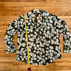 Zara Green Floral Button-Up Shirt